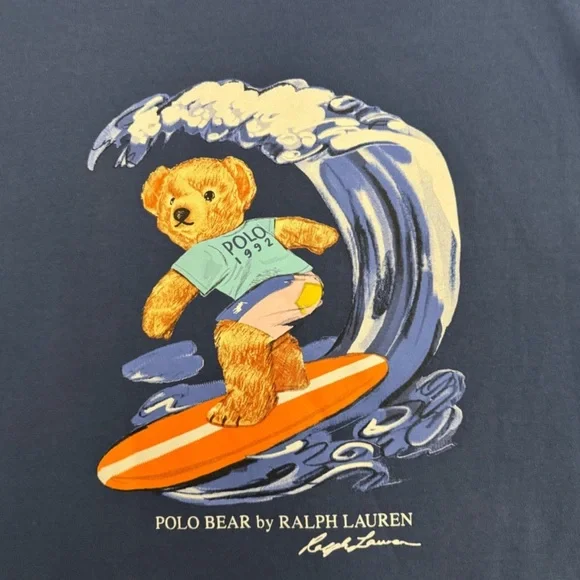 Vintage 1992 Polo Ralph Lauren Surfing Bear T-Shirt Mens Size XL - Picture 3 of 4